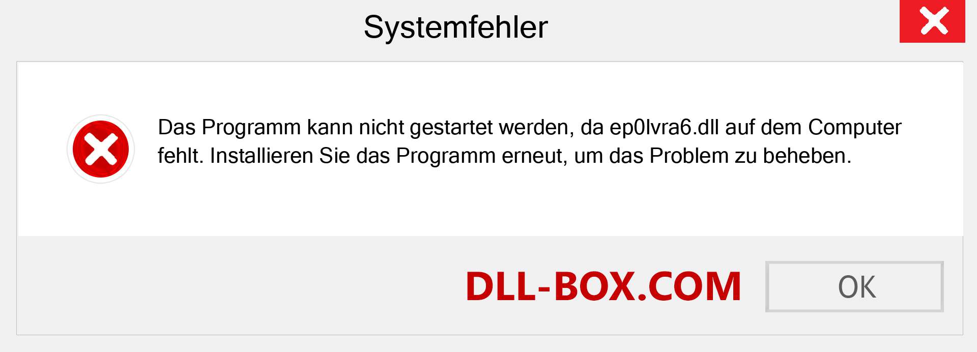 ep0lvra6.dll-Datei fehlt?. Download für Windows 7, 8, 10 - Fix ep0lvra6 dll Missing Error unter Windows, Fotos, Bildern